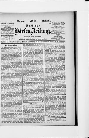 Berliner Börsen-Zeitung vom 17.11.1892