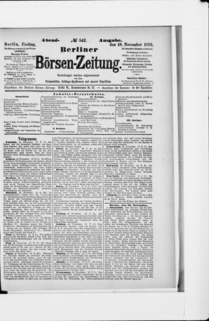 Berliner Börsen-Zeitung vom 18.11.1892