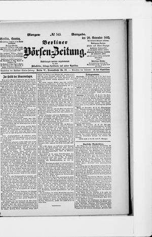Berliner Börsen-Zeitung vom 20.11.1892