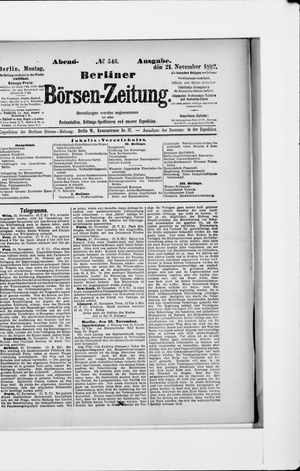 Berliner Börsen-Zeitung vom 21.11.1892