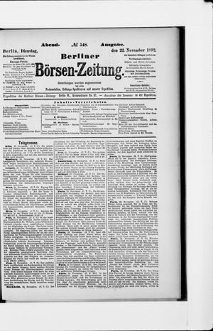 Berliner Börsen-Zeitung on Nov 22, 1892