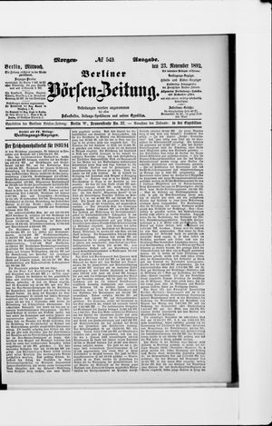 Berliner Börsen-Zeitung vom 23.11.1892