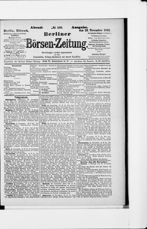 Berliner Börsen-Zeitung vom 23.11.1892
