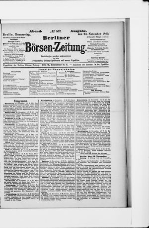 Berliner Börsen-Zeitung vom 24.11.1892