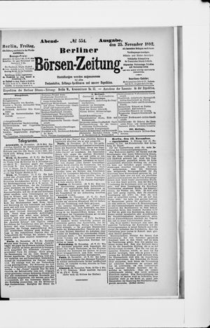 Berliner Börsen-Zeitung vom 25.11.1892