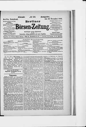 Berliner Börsen-Zeitung vom 26.11.1892