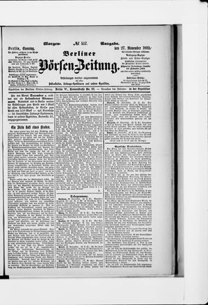 Berliner Börsen-Zeitung vom 27.11.1892