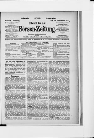 Berliner Börsen-Zeitung vom 29.11.1892