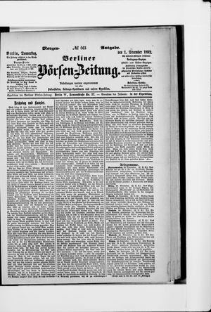 Berliner Börsen-Zeitung vom 01.12.1892