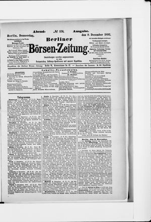 Berliner Börsen-Zeitung on Dec 8, 1892