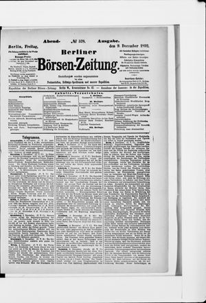 Berliner Börsen-Zeitung vom 09.12.1892