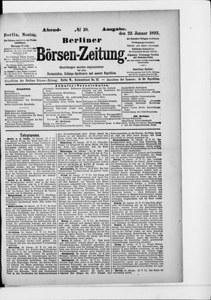Berliner Börsen-Zeitung on Jan 23, 1893