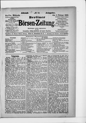 Berliner Börsen-Zeitung vom 01.02.1893