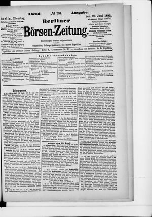 Berliner Börsen-Zeitung on Jun 20, 1893