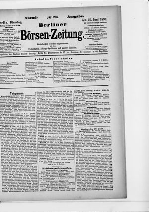 Berliner Börsen-Zeitung on Jun 27, 1893