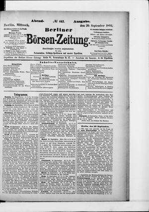 Berliner Börsen-Zeitung on Sep 20, 1893