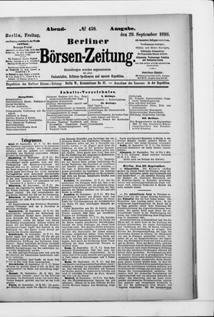 Berliner Börsen-Zeitung on Sep 29, 1893