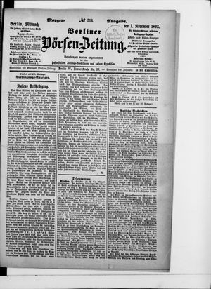 Berliner Börsen-Zeitung vom 01.11.1893