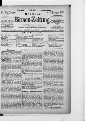 Berliner Börsen-Zeitung on Nov 7, 1893