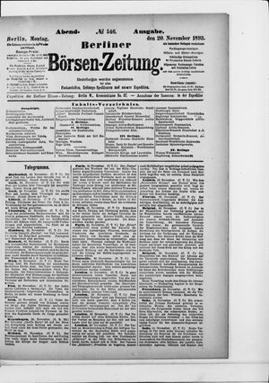 Berliner Börsen-Zeitung vom 20.11.1893