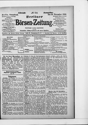 Berliner Börsen-Zeitung vom 25.11.1893