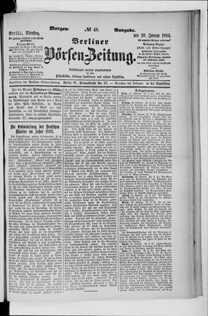 Berliner Börsen-Zeitung on Jan 30, 1894