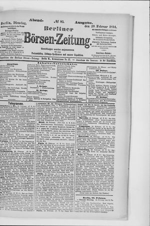 Berliner Börsen-Zeitung on Feb 20, 1894