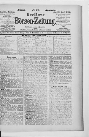 Berliner Börsen-Zeitung on Apr 20, 1894