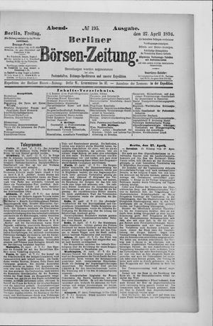 Berliner Börsen-Zeitung on Apr 27, 1894