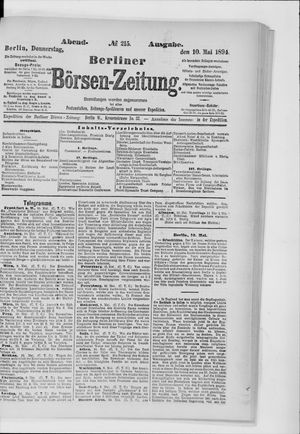 Berliner Börsen-Zeitung on May 10, 1894