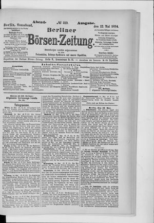 Berliner Börsen-Zeitung on May 12, 1894