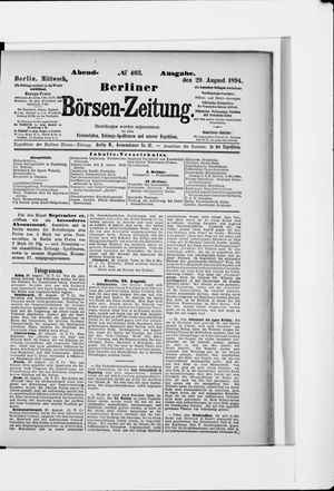 Berliner Börsen-Zeitung on Aug 29, 1894