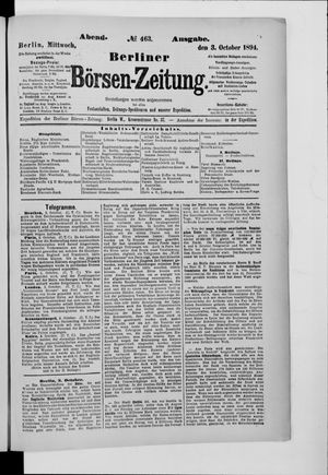 Berliner Börsen-Zeitung on Oct 3, 1894