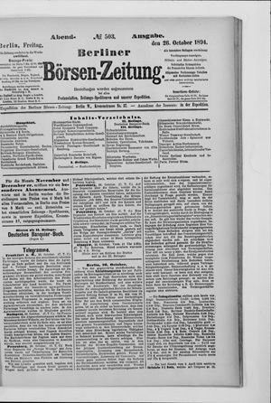 Berliner Börsen-Zeitung on Oct 26, 1894