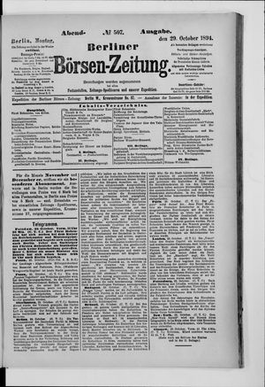 Berliner Börsen-Zeitung vom 29.10.1894