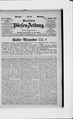 Berliner Börsen-Zeitung vom 02.11.1894