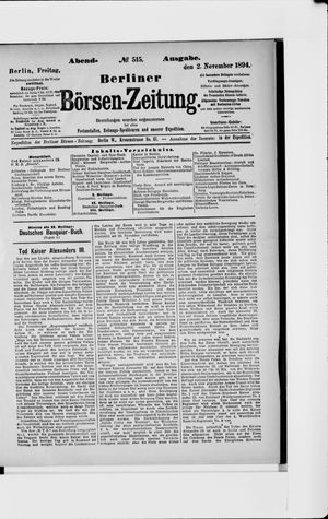 Berliner Börsen-Zeitung vom 02.11.1894