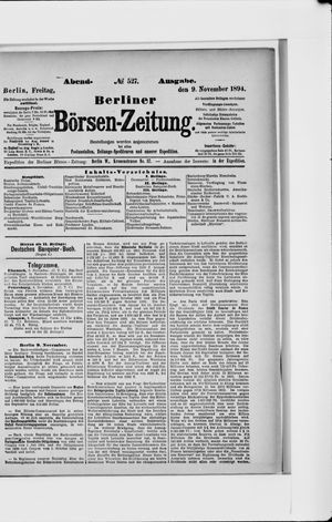 Berliner Börsen-Zeitung vom 09.11.1894