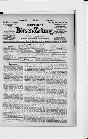 Berliner Börsen-Zeitung on Nov 13, 1894