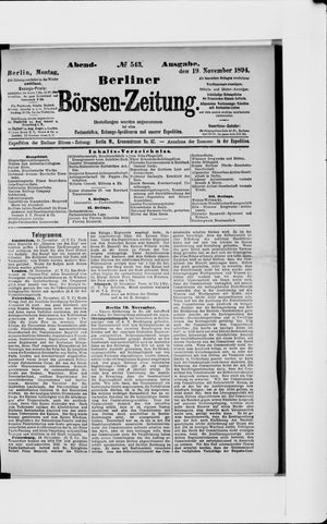 Berliner Börsen-Zeitung vom 19.11.1894