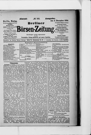 Berliner Börsen-Zeitung vom 03.12.1894