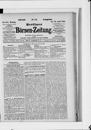 Berliner Börsen-Zeitung on Apr 22, 1895