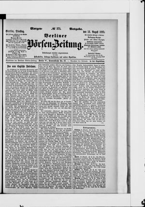 Berliner Börsen-Zeitung on Aug 13, 1895