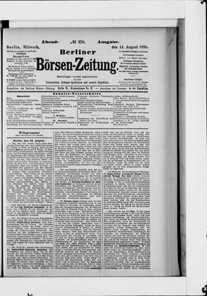 Berliner Börsen-Zeitung on Aug 14, 1895