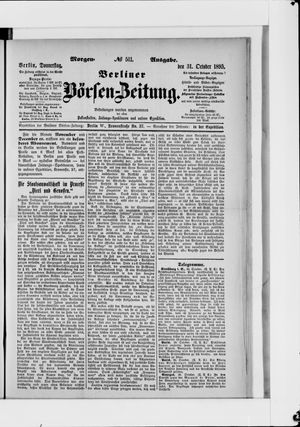 Berliner Börsen-Zeitung vom 31.10.1895