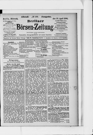 Berliner Börsen-Zeitung on Apr 22, 1896
