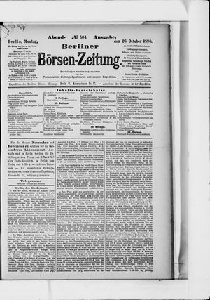Berliner Börsen-Zeitung on Oct 26, 1896