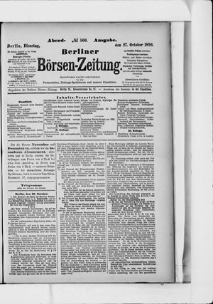 Berliner Börsen-Zeitung on Oct 27, 1896