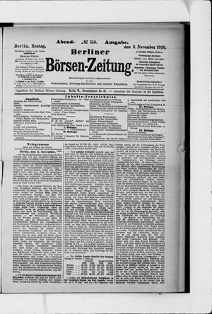 Berliner Börsen-Zeitung vom 02.11.1896