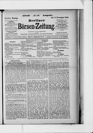 Berliner Börsen-Zeitung vom 09.11.1896